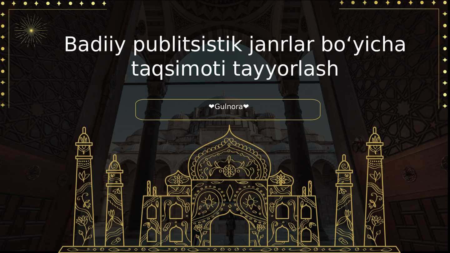 Badiiy publitsistik janrlar boʻyicha taqsimoti tayyorlash