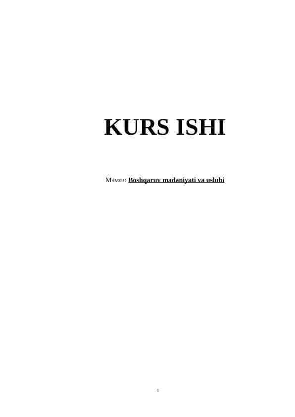 Boshqaruv madaniyati va uslubi