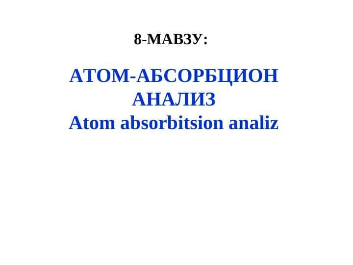 Atom absorbitsion analiz
