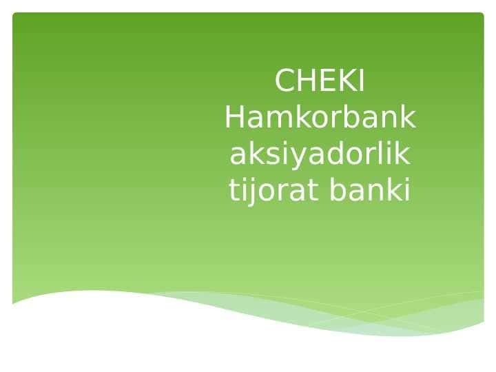 CHEKI Hamkorbank aksiyadorlik tijorat banki