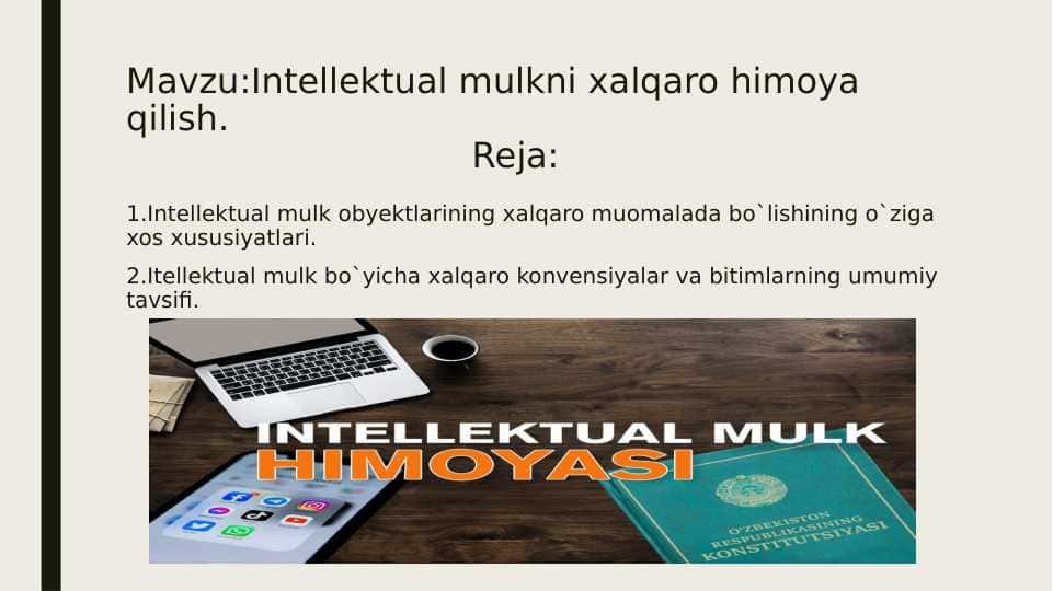 Intellektual mulkni xalqaro himoya qilish