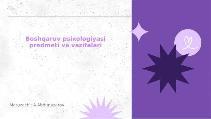 Boshqaruv psixologiyasi predmeti va vazifalari