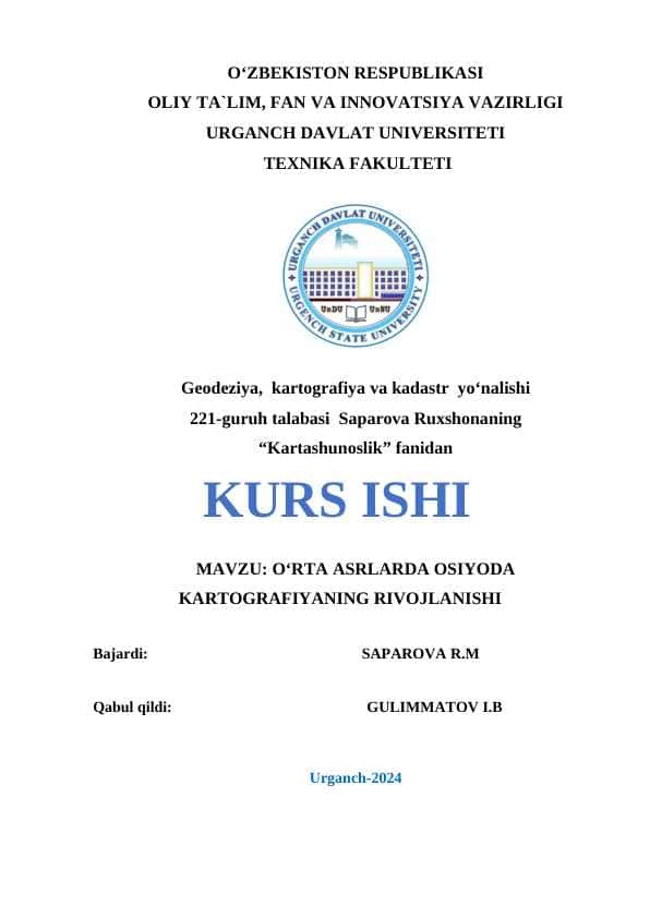 O‘RTA ASRLARDA OSIYODA KARTOGRAFIYANING RIVOJLANISHI