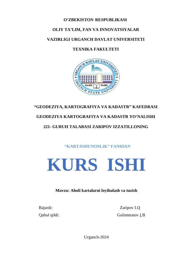 Aholi kartalarni loyihalash va tuzish