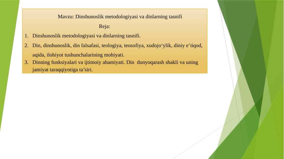 Dinshunoslik metodologiyasi va dinlarning tasnifi