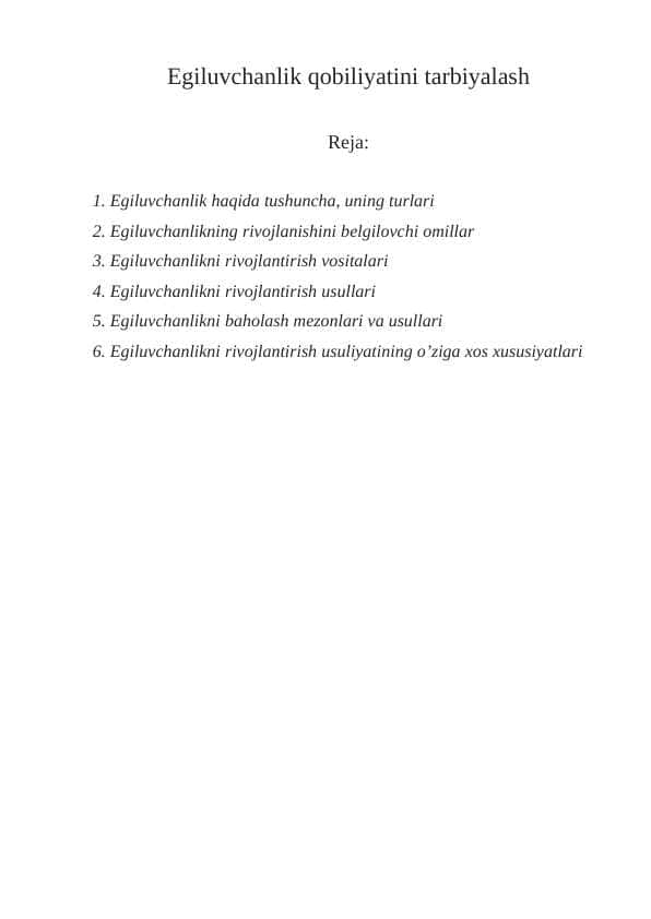 Egiluvchanlik qobiliyatini tarbiyalash