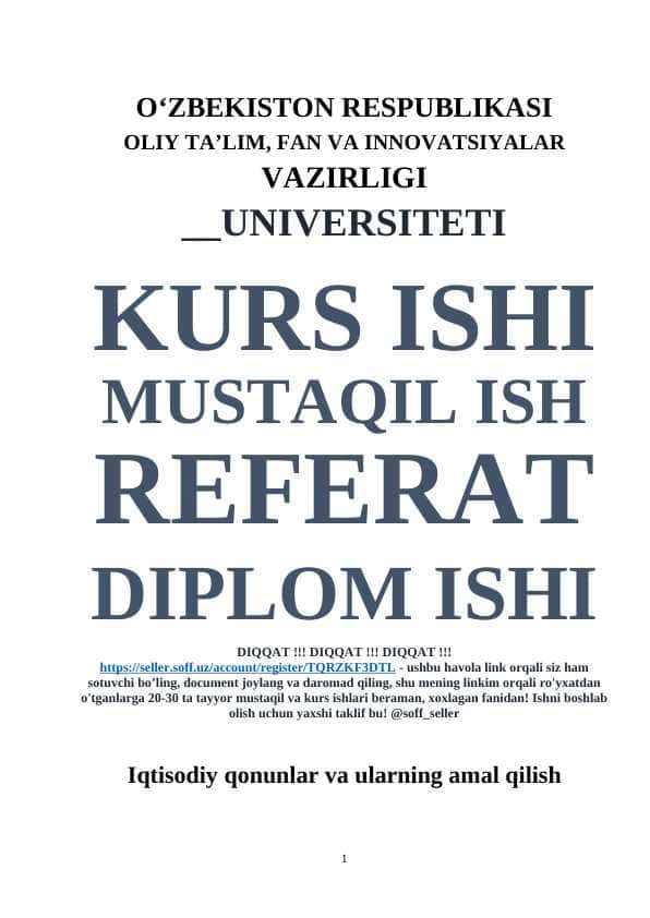 Iqtisodiy qonunlar va ularning amal qilish mexanizmi