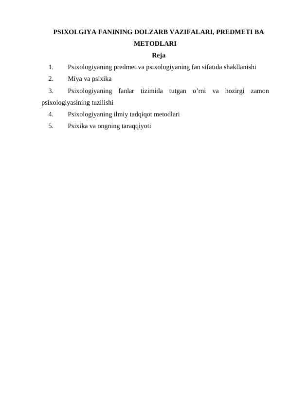 PEDAGOGIK PSIXOLOGIYANING METODLARI