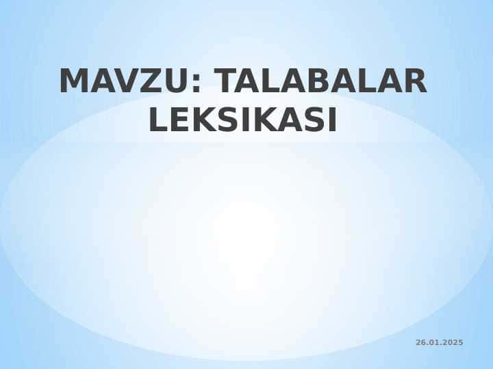 TALABALAR LEKSIKASI. LOTIN TILI