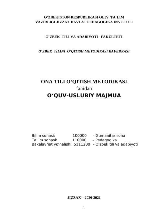ONA TILI O‘QITISH METODIKASI