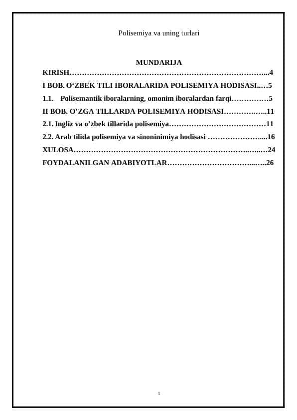 Polisemiya va uning turlari