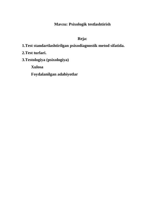 Psixologik testlashtirish