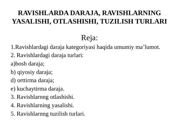 Ravishlarda daraja