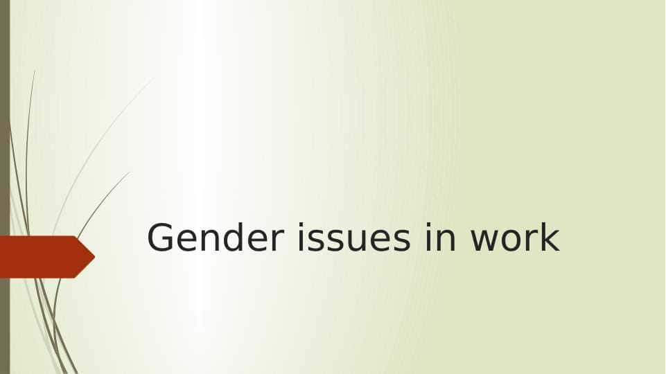 Gender issues in work