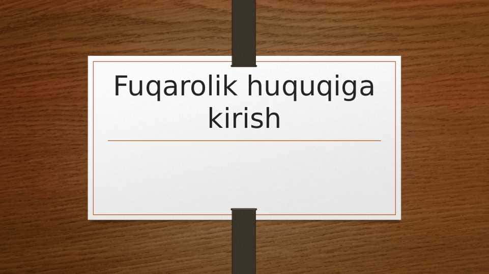 Fuqarolik huquqiga kirish