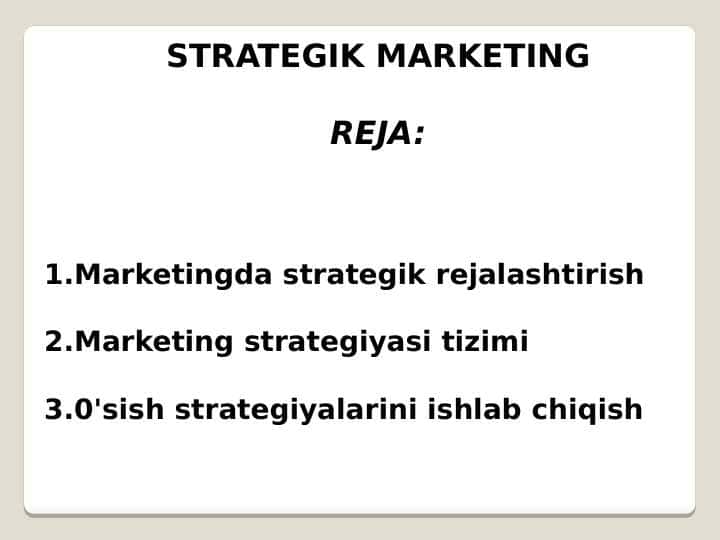 STRATEGIK MARKETING