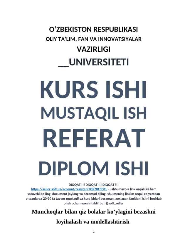 Munchoqlar bilan qiz bolalar ko’ylagini bezashni loyihalash va modellashtirish