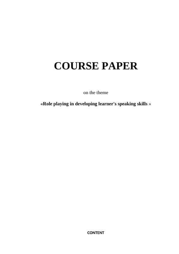 Role playing in developing learner's speaking skills