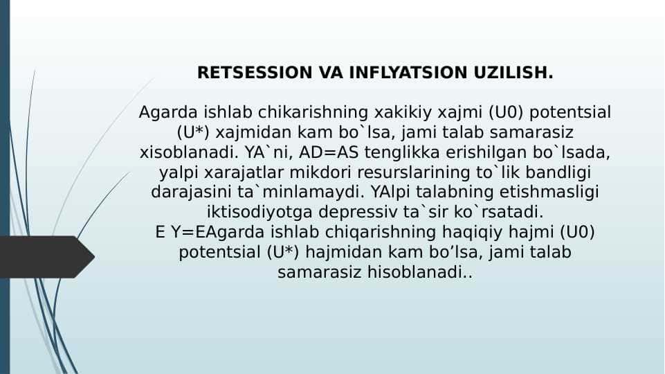 RETSESSION VA INFLYATSION UZILISH