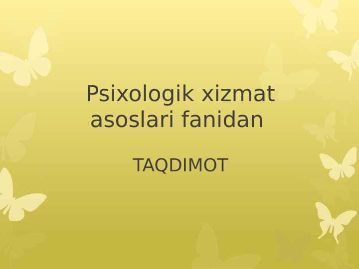 Psixologik xizmat asoslari