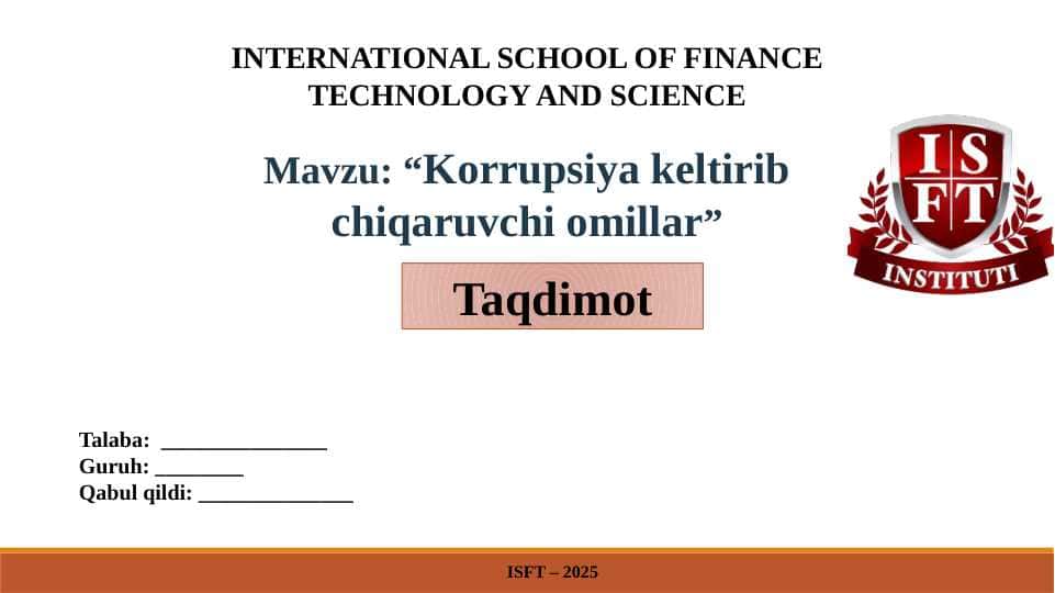 Korrupsiya keltirib chiqaruvchi omillar