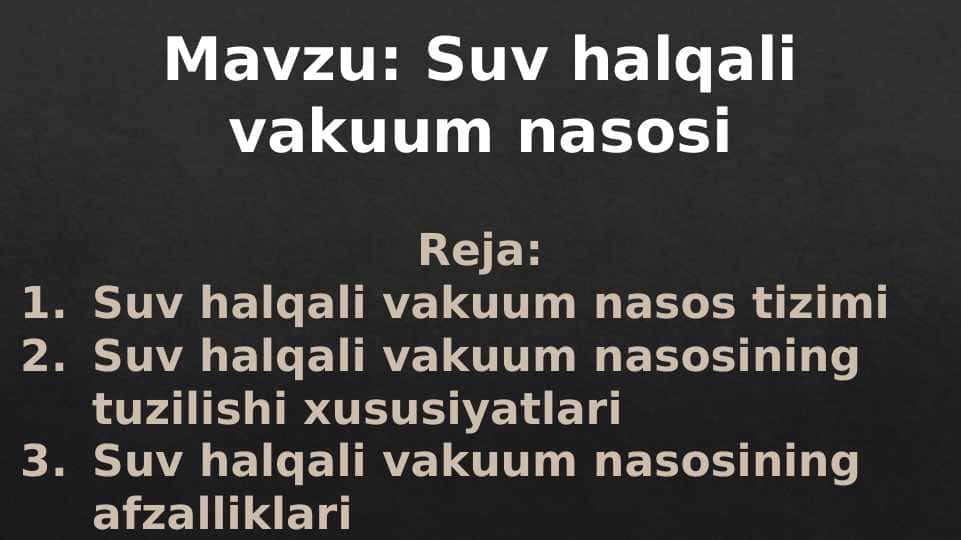Suv halqali vakuum nasoslar