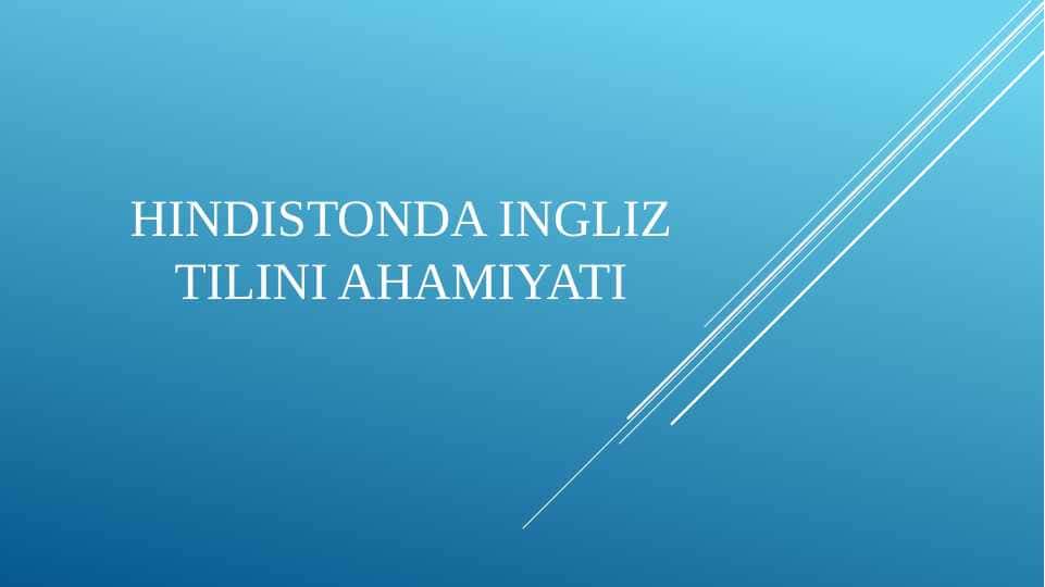 Hindistonda ingliz tilini ahamiyati