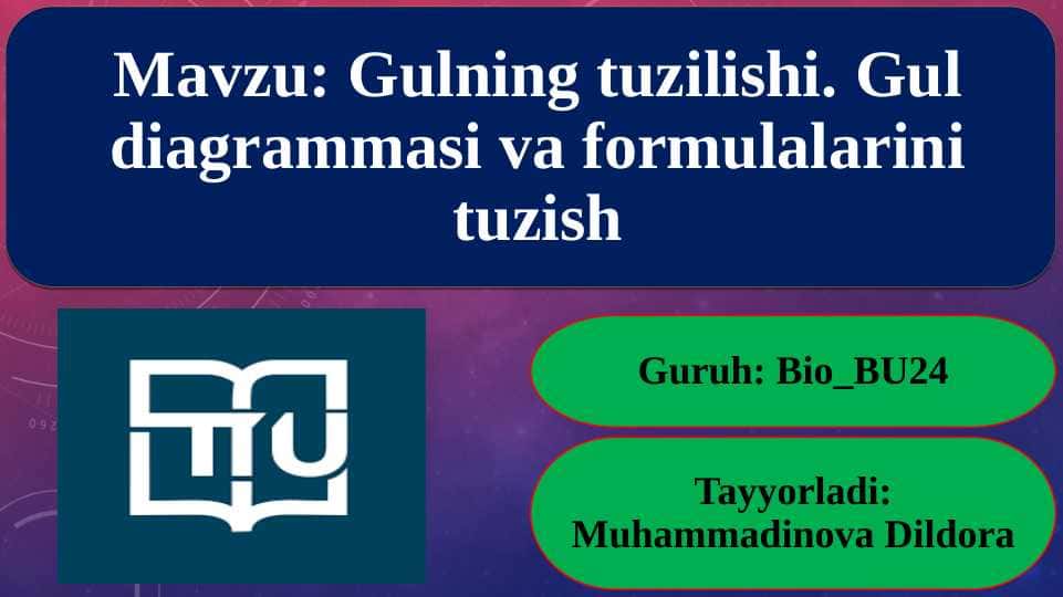 Gulning tuzilishi. Gul diagrammasi va formulalarini tuzish