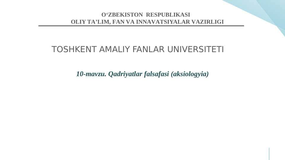 Qadriyatlar falsafasi (aksiologyia)