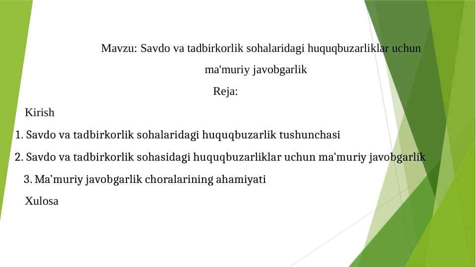 Savdo va tadbirkorlik sohalaridagi huquqbuzarliklar uchun ma'muriy javobgarlik