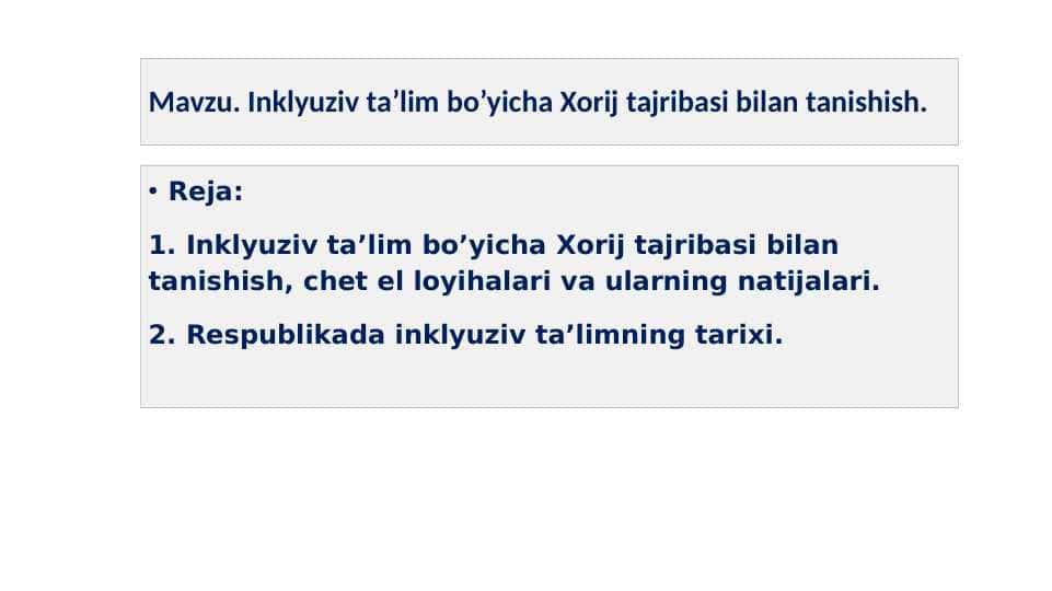 Inklyuziv ta’lim bo’yicha Xorij tajribasi bilan tanishish