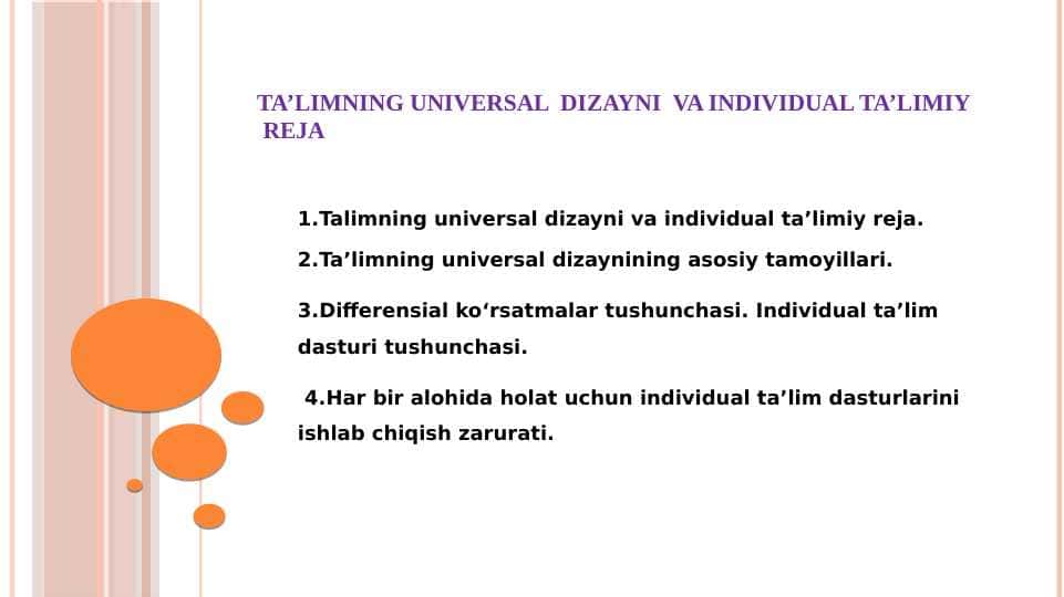 Ta’limning universal dizayni va individual ta’limiy