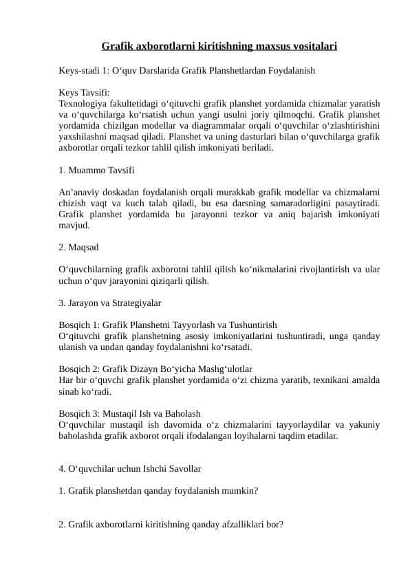 Grafik axborotlarni kiritishning maxsus vositalari