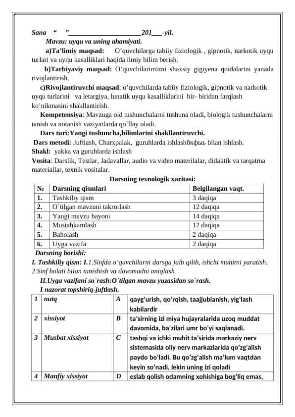 uyqu va uning ahamiyati