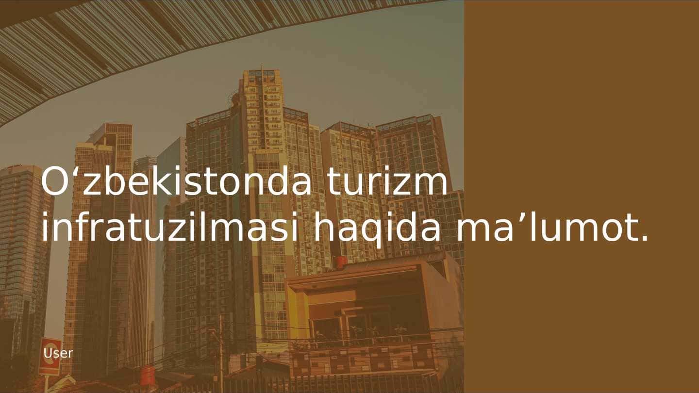 Oʻzbekistonda turizm infratuzilmasi haqida maʼlumot