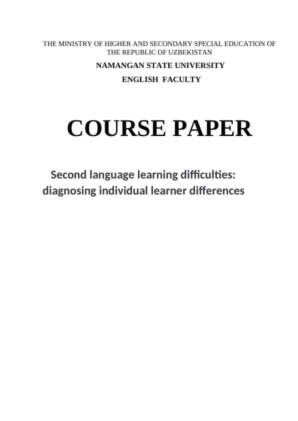Second language learning difficulties diagnosing individual learner differences