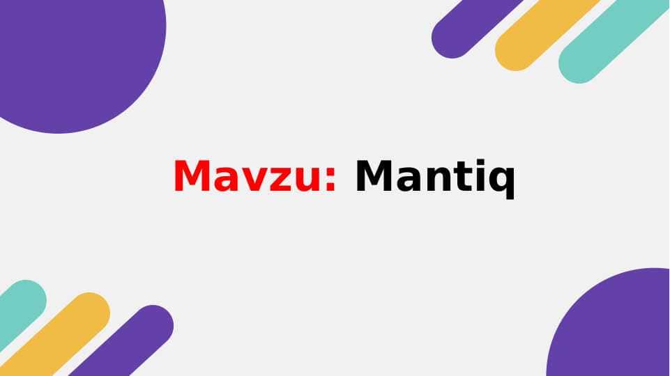 Mantiq (TAQDIMOT)