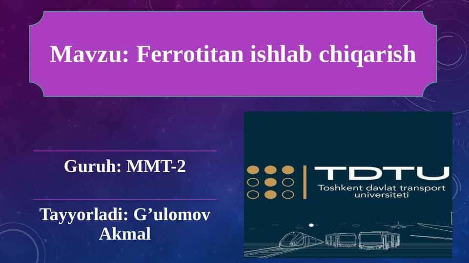 Ferrotitan ishlab chiqarish