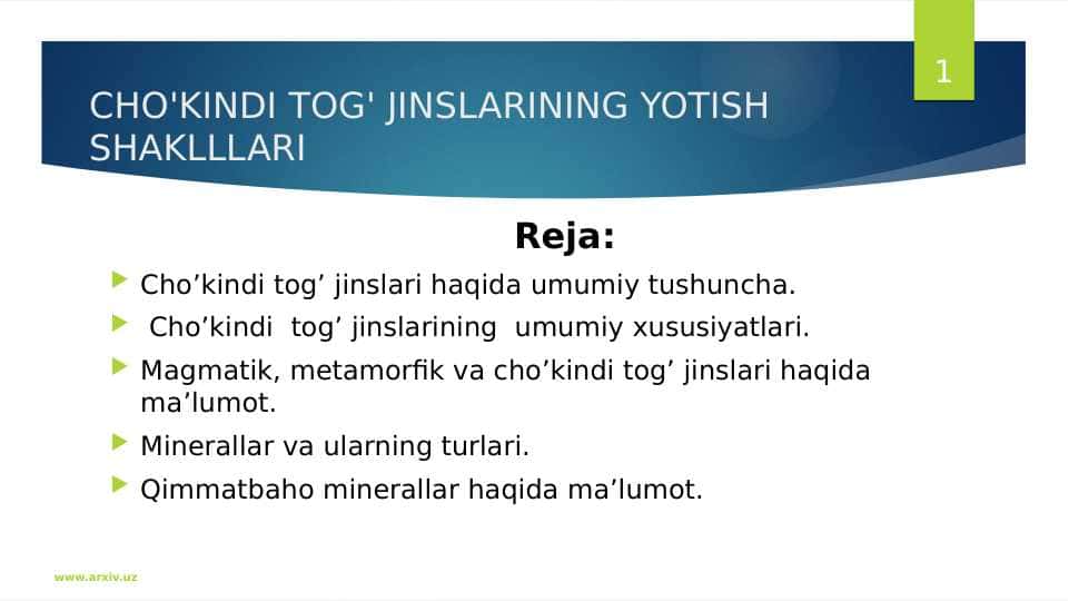 CHO'KINDI TOG' JINSLARINING YOTISH SHAKLLLARI