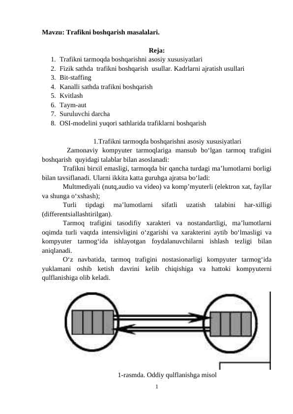 Trafikni boshqarish masalalari