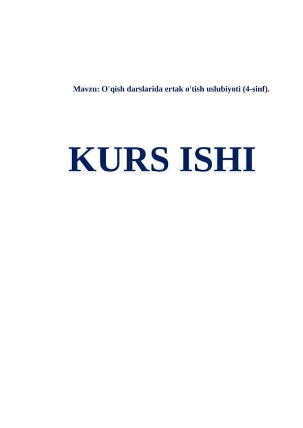 O'qish darslarida ertak o'tish uslubiyoti (4-sinf).