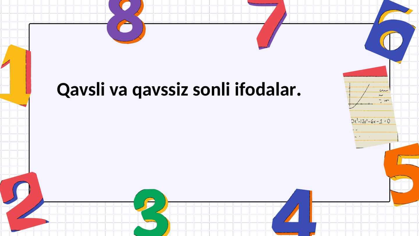 Qavsli va qavssiz sonli ifodalar.