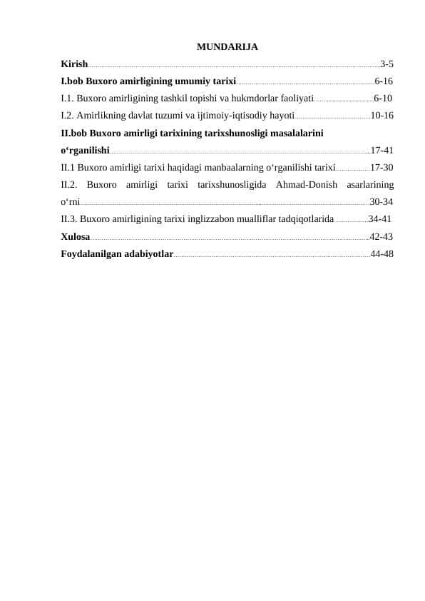 Buxoro amirligi tarixi va tarixshunosligi