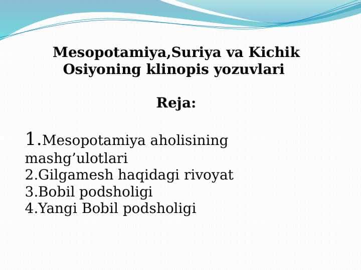 Mesopotamiya,Suriya va Kichik Osiyoning klinopis yozuvlari
