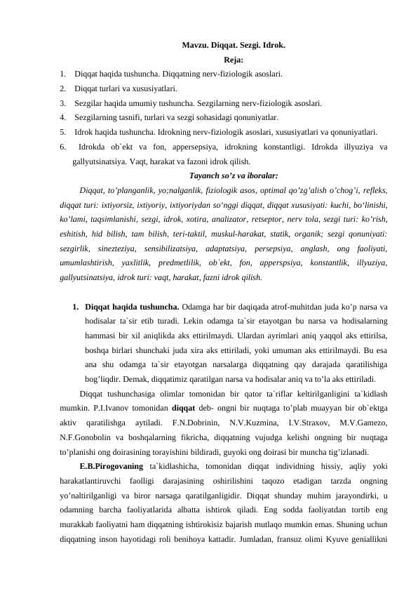 Diqqat. Sezgi. Idrok
