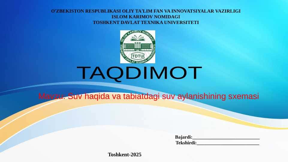 Suv haqida va tabiatdagi suv aylanishining sxemasi