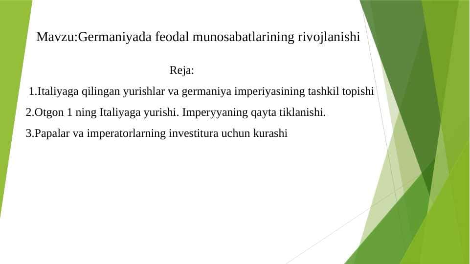 Germaniyada feodal munosabatlarining rivojlanishi