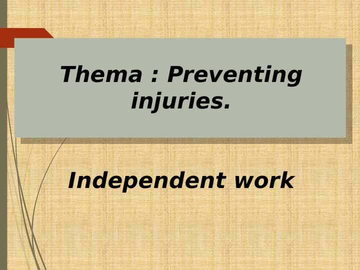 Preventing injuries