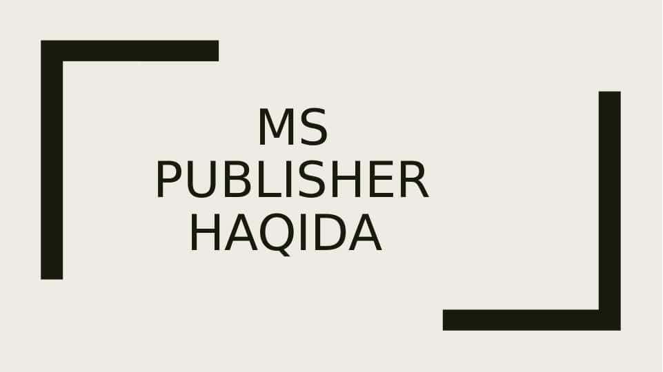 MS Publisher haqida