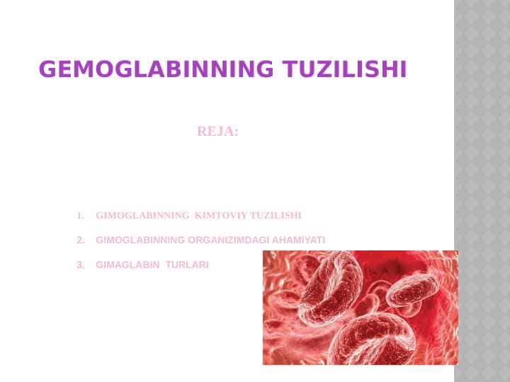 GEMOGLABINNING TUZILISHI